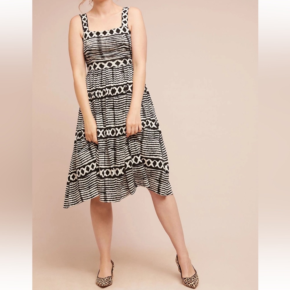Tracy Reese x Anthropologie Elegant Black and White Striped Dress women’s small